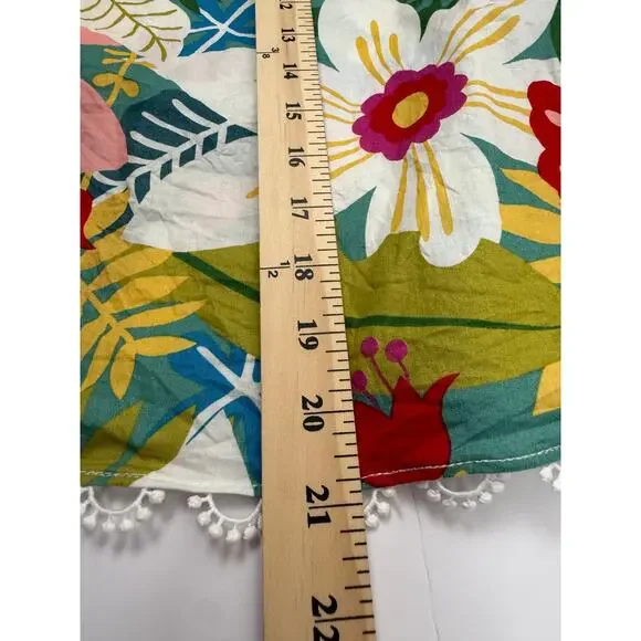 SUGARLIPS Tropical Puff Sleeve Blouse Floral Resort Statement Top M - Picture 7 of 8